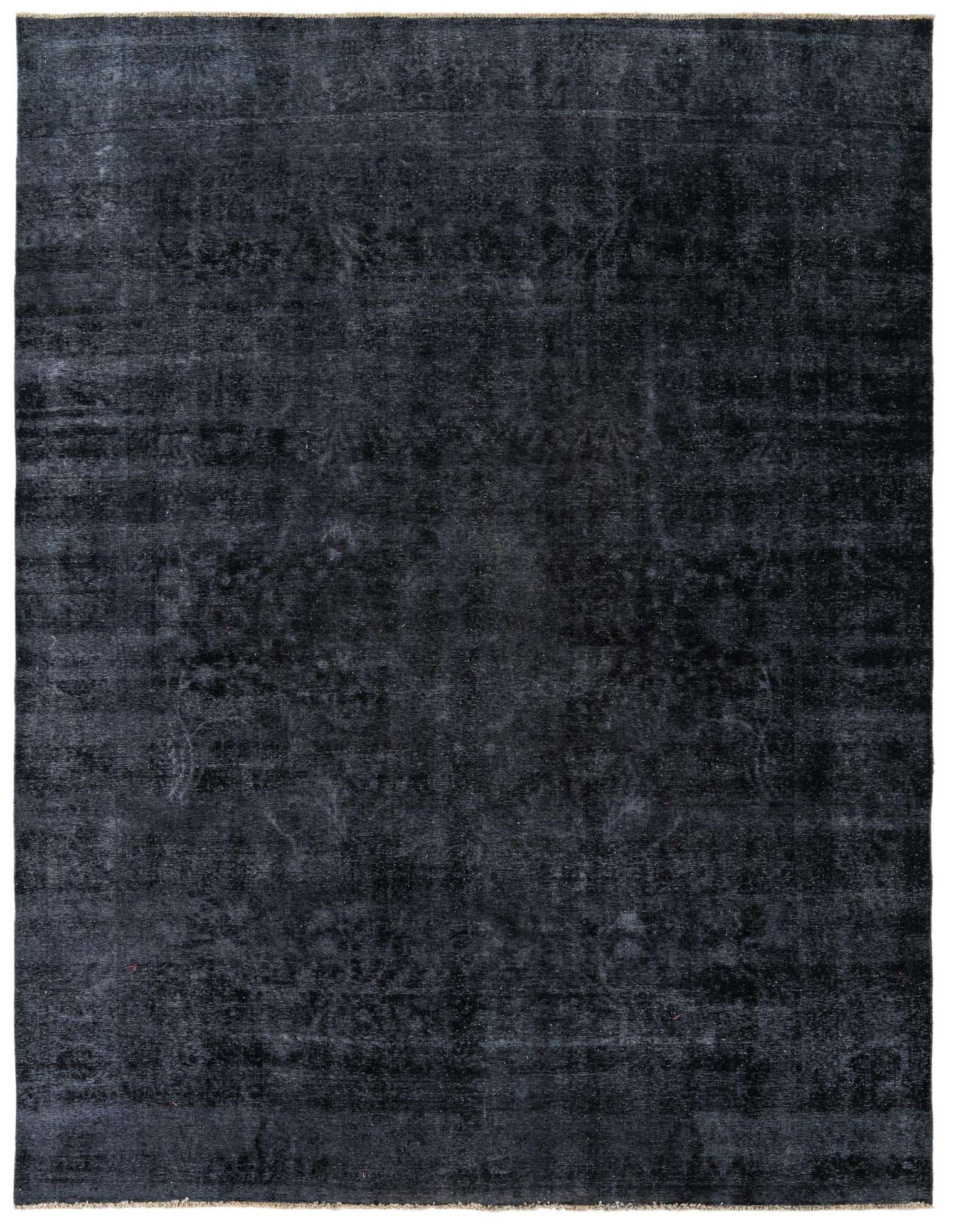 A 9x12 rectangular black wool rug with a subtle, faded Persian medallion pattern, ideal for a living room.
