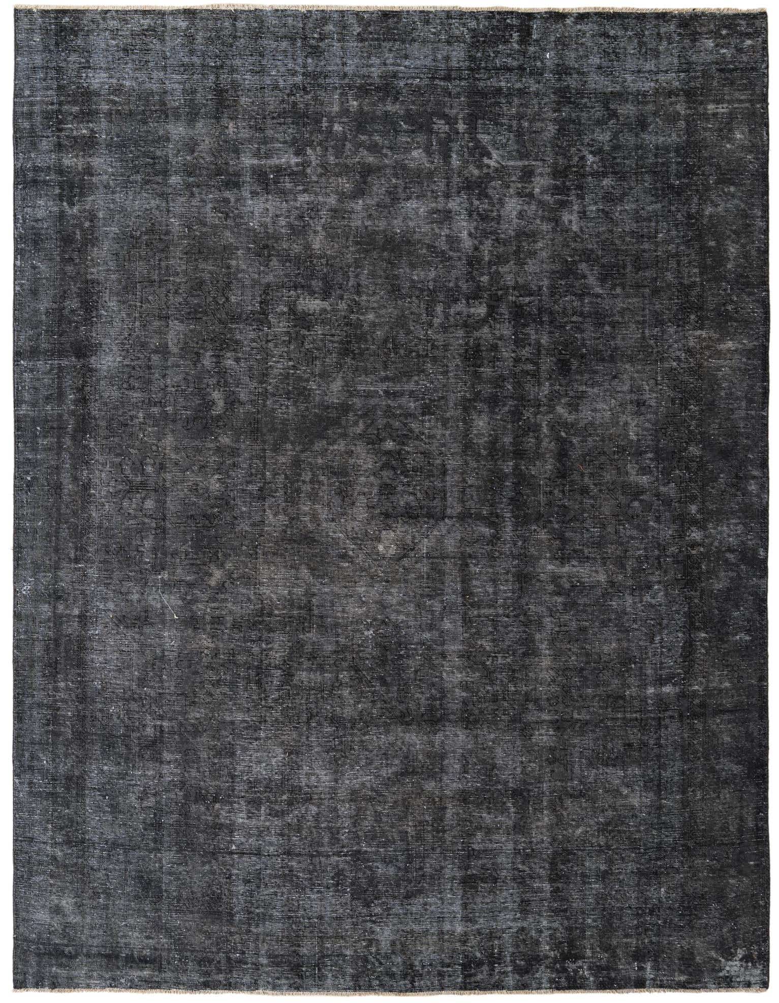 A rectangular 9x12 black Ultra Vintage wool rug with a distressed Persian pattern, suitable for a living room.