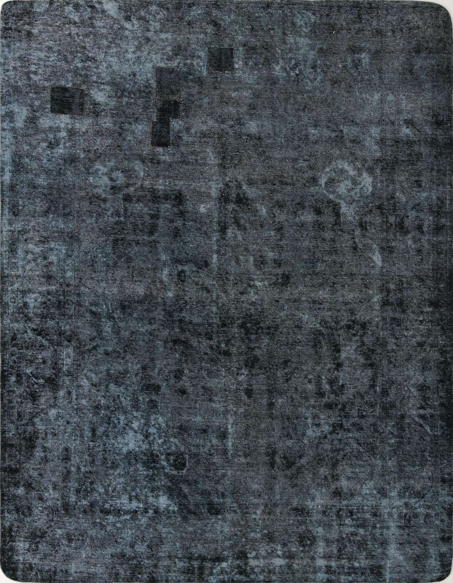 A 9x12 rectangular Ultra Vintage black wool rug with a distressed Persian medallion pattern, suitable for a living room.