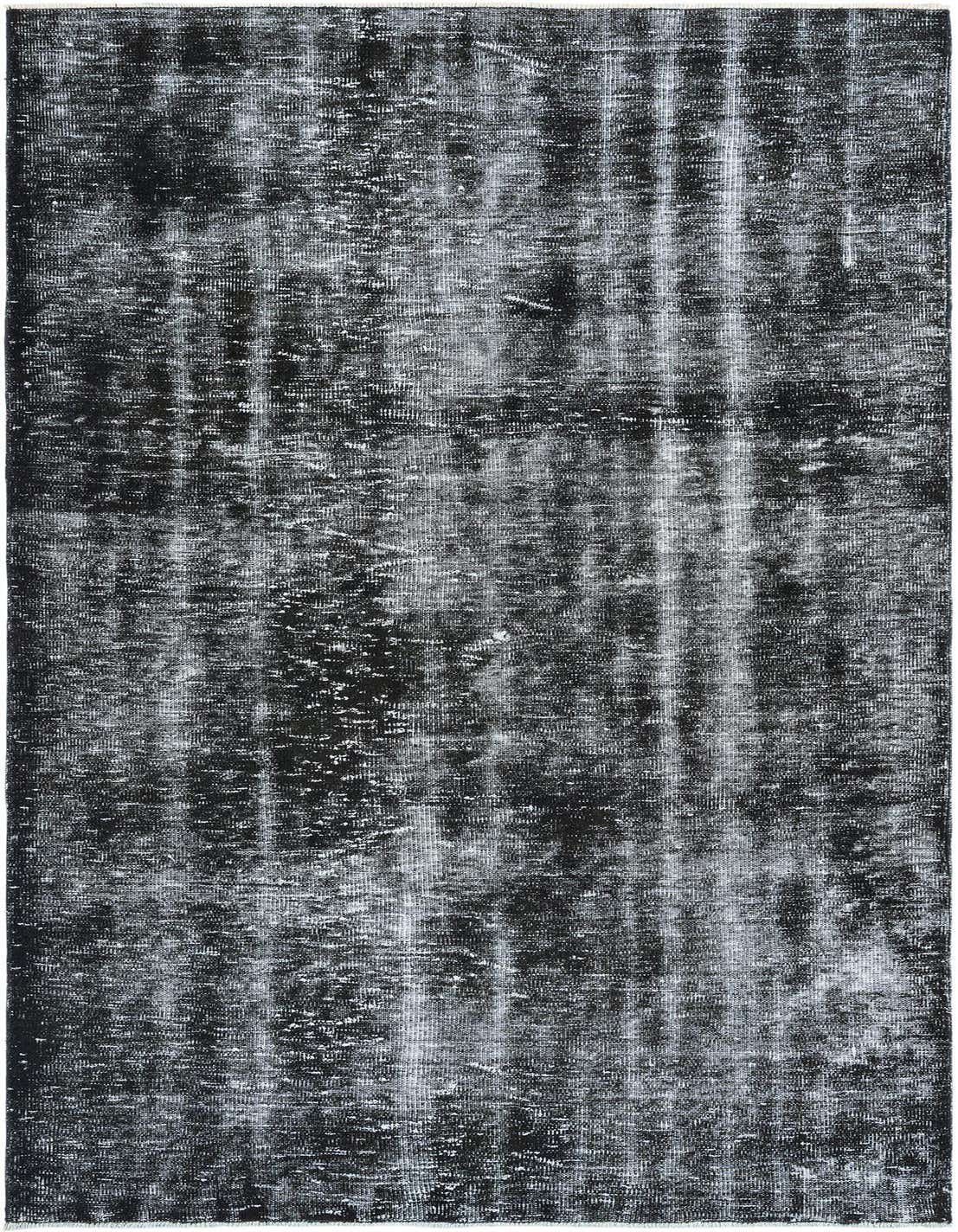 A 6x9 rectangular black and white distressed modern vintage wool rug, handmade with a flat pile.