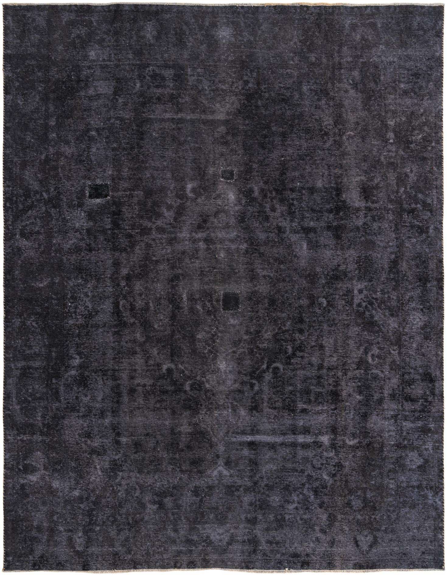 A large 9x12 rectangular Ultra Vintage rug by Rugs.com, featuring a faded black Persian-style medallion pattern on a flat pile, suitable for a living room.