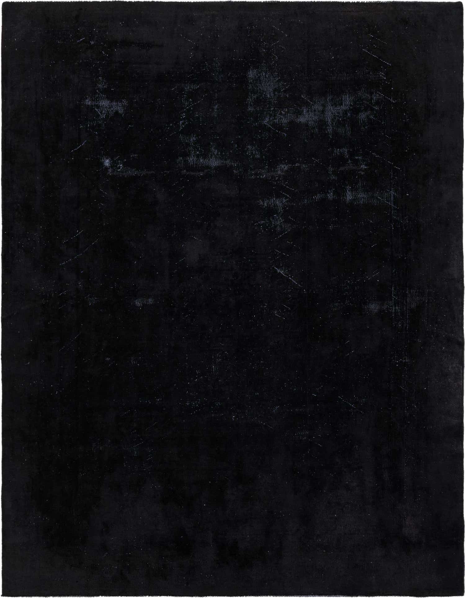 A large 8x11 rectangular Ultra Vintage area rug in solid black with a subtle distressed finish, suitable for a living room.