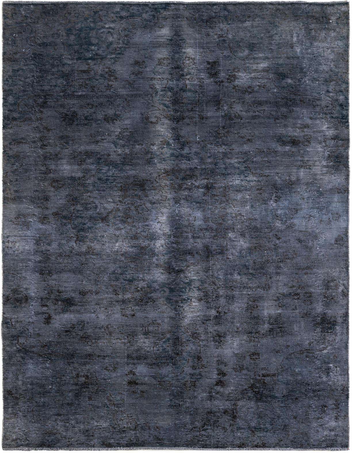 A 5x8 rectangular black Persian-style rug with a distressed, vintage medallion pattern, suitable for an indoor living room.