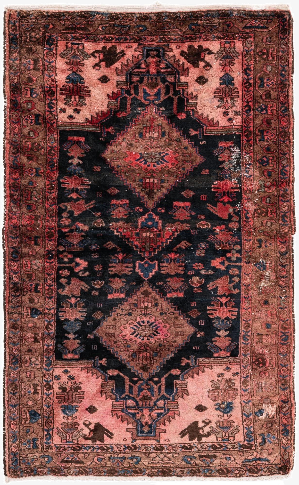  3' 6 x 5' 6  Hand Knotted Ultra Vintage Persian Wool Rug