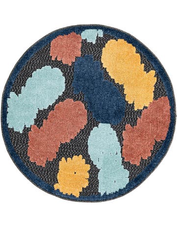 3' 3 x 3' 3 Washable Belize Indoor / Outdoor Round Rug