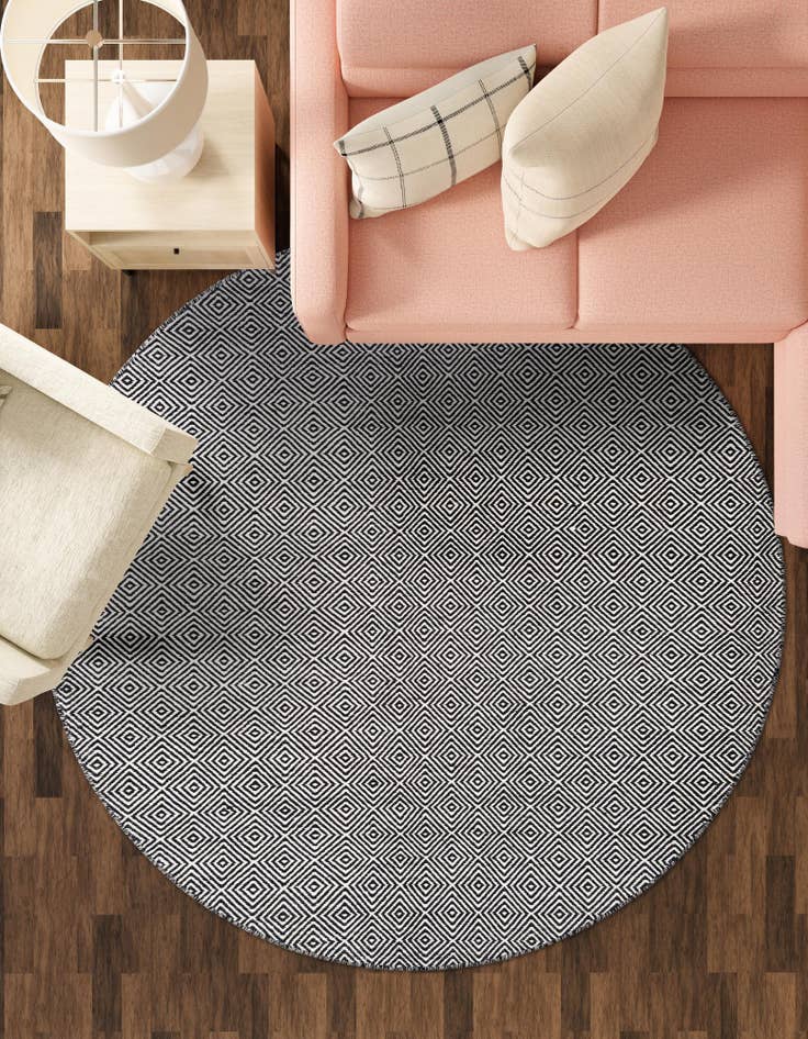 Detail image of  10' x 10'  Hand Woven Geo Trellis Flatweave Round Rug