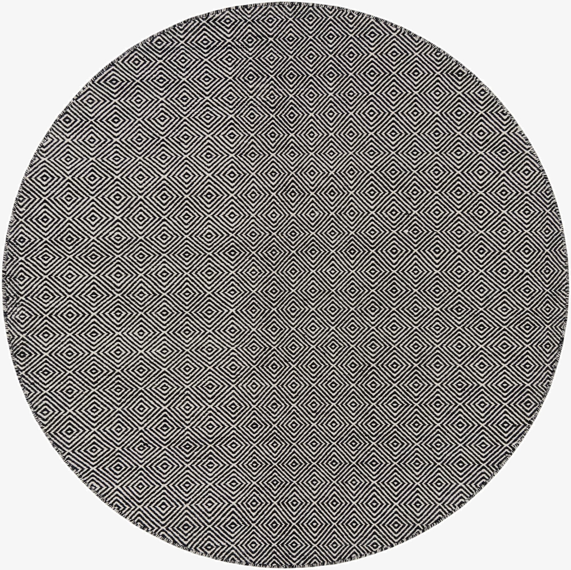  6' 1 x 6' 1  Hand Woven Geo Trellis Flatweave Round Rug
