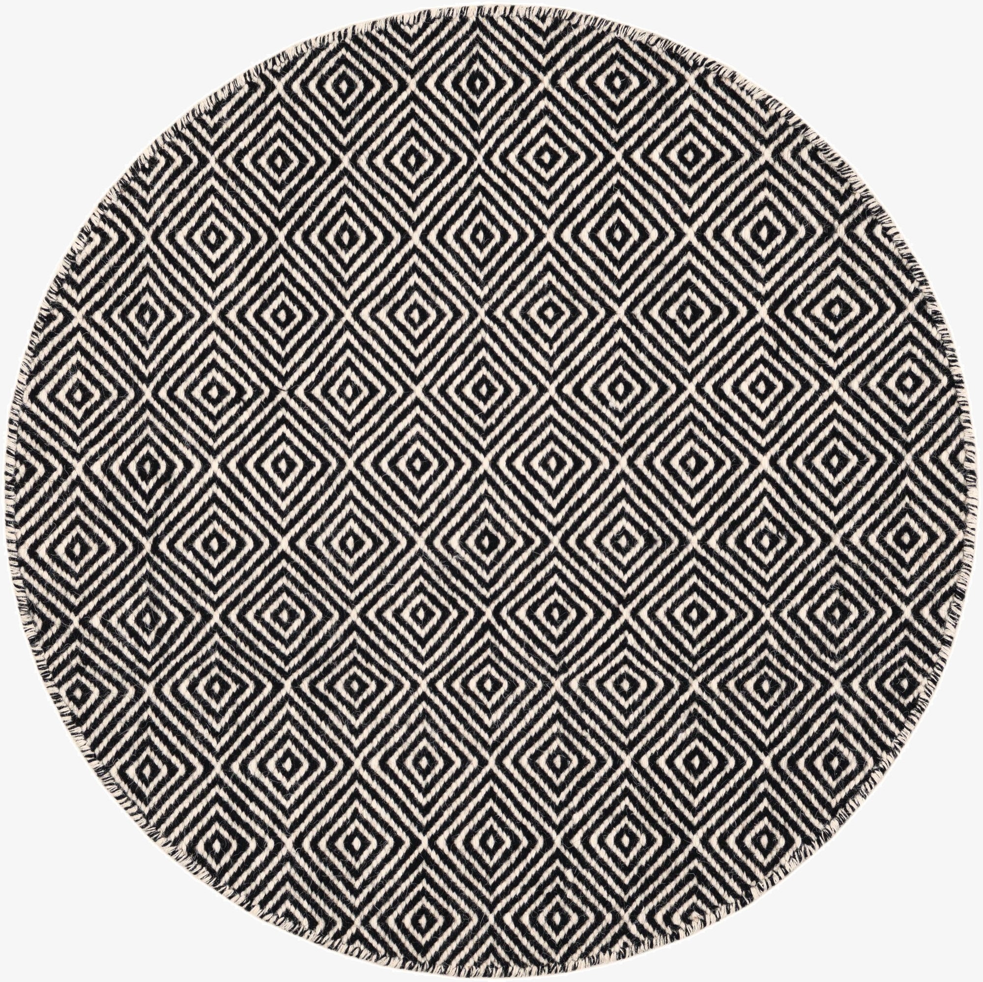  3' 1 x 3' 1  Hand Woven Geo Trellis Flatweave Round Rug