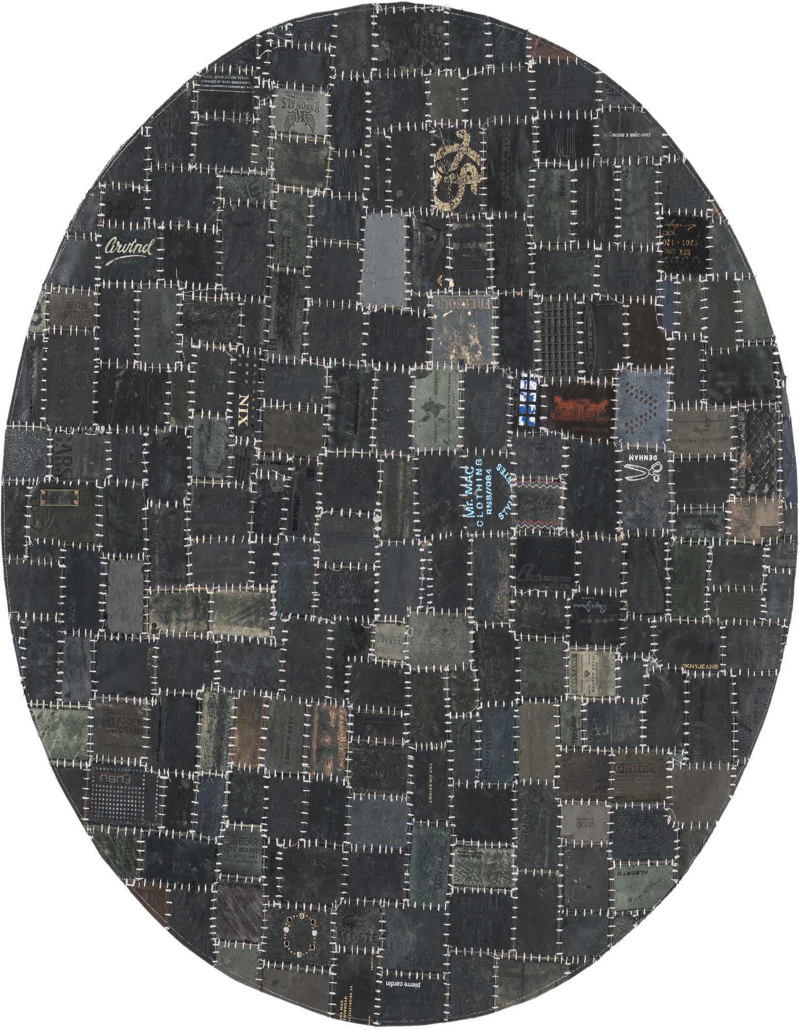 Primary image  3' x 3' Jean Leather Tag Round Rug