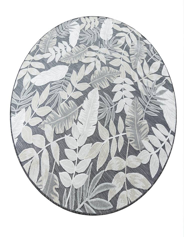 Detail image of  8' 2 x 8' 2  Washable Botanical Indoor / Outdoor Round Rug