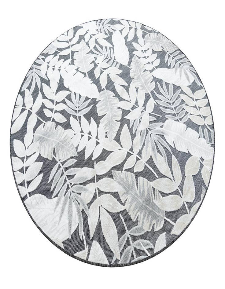 Detail image of  8' 2 x 8' 2  Washable Botanical Indoor / Outdoor Round Rug