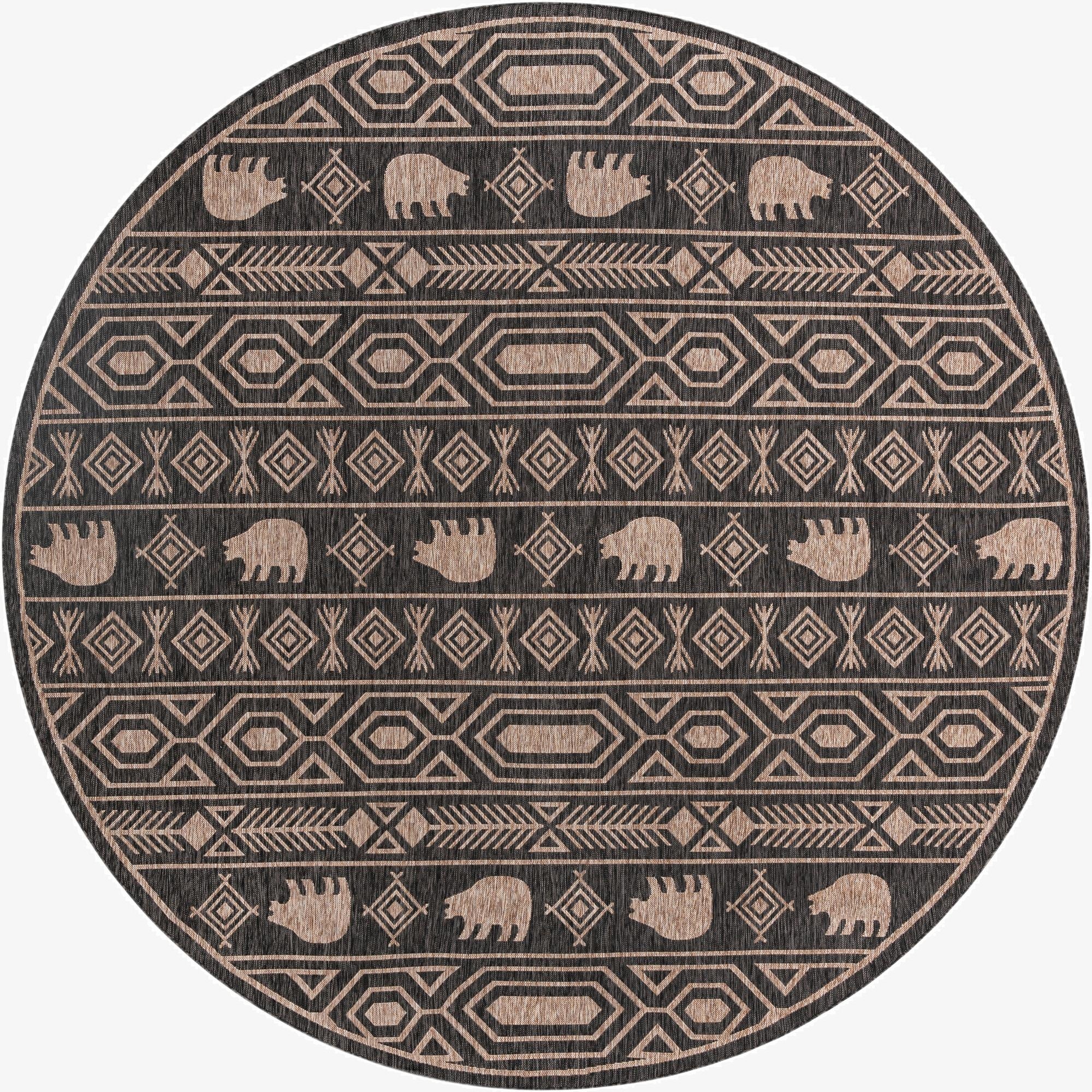  12' x 12'  Washable Southwestern Indoor / Outdoor Round Rug