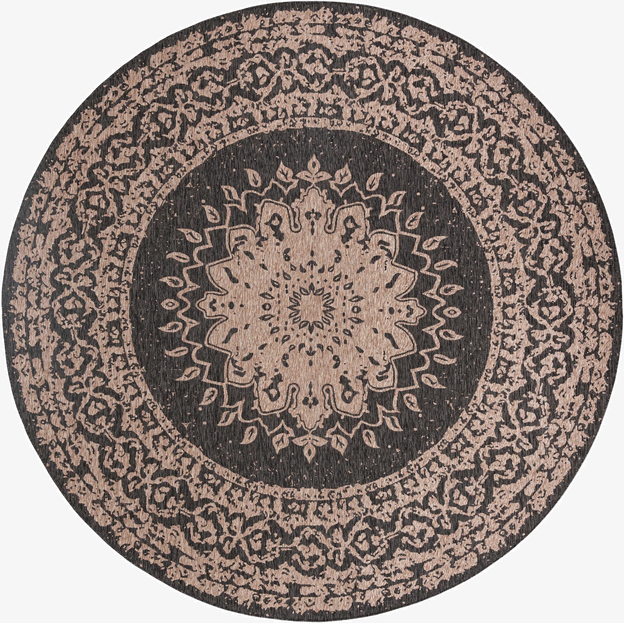  13' x 13'  Washable Traditional Indoor / Outdoor Round Rug