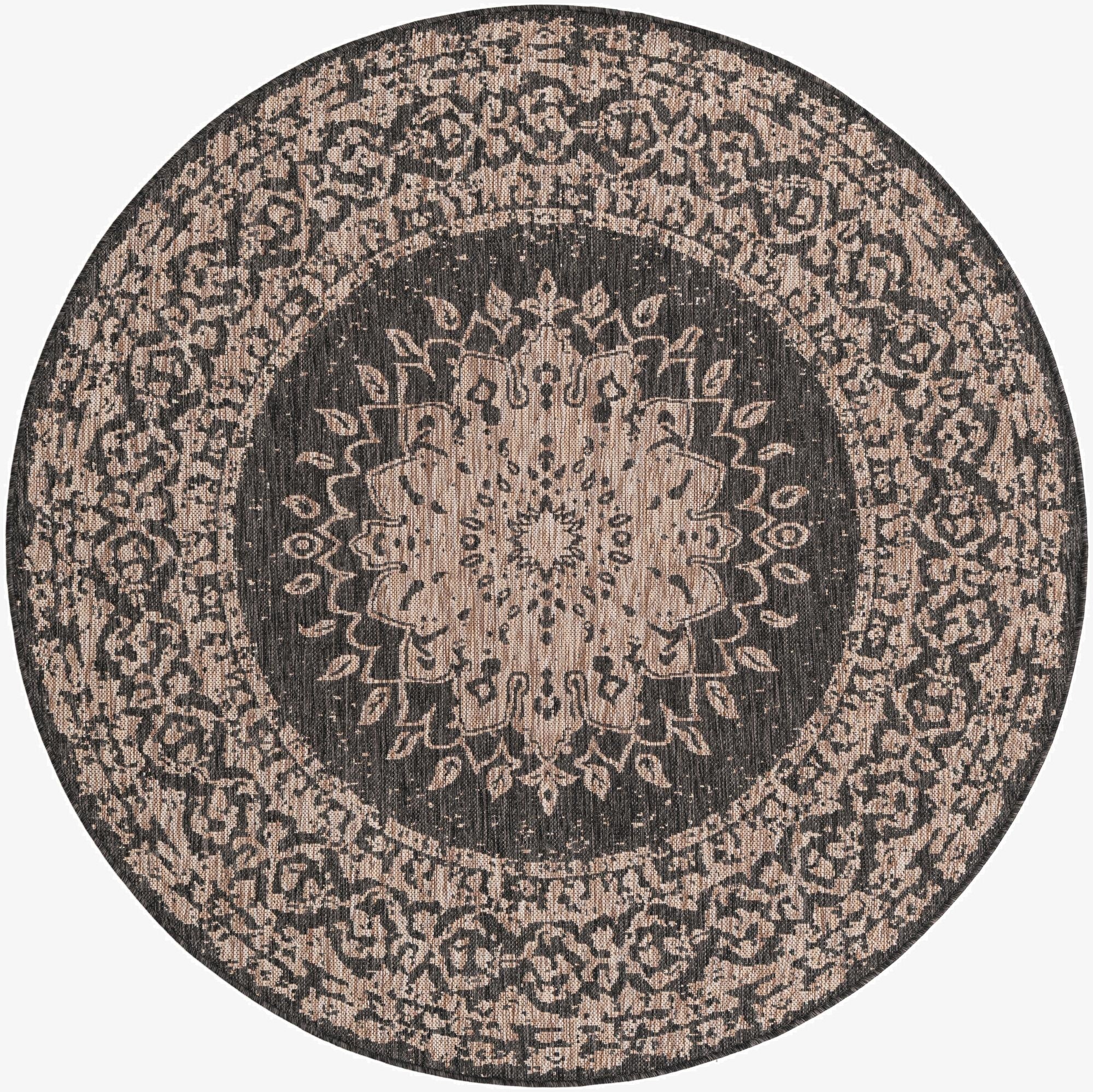  6' x 6'  Washable Traditional Indoor / Outdoor Round Rug