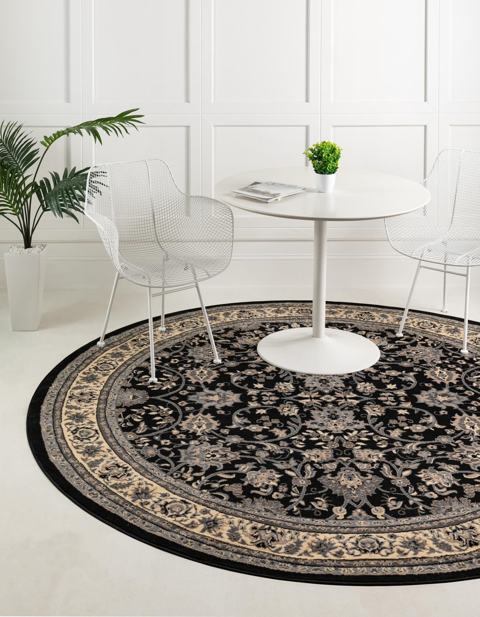 Black 3' 3 x 3' 3 Yasmin Round Rug | Rugs.com