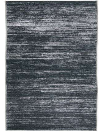 A 16 ft runner rug from the Rugs.com Asha collection, featuring a modern black and gray textured stripe pattern, ideal for hallways.
