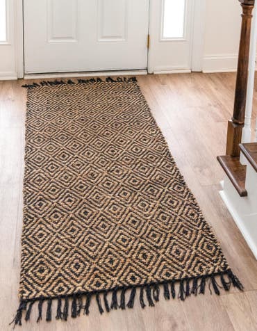 2' 7 x 6' 1  Hand Woven Braided Jute Runner Rug