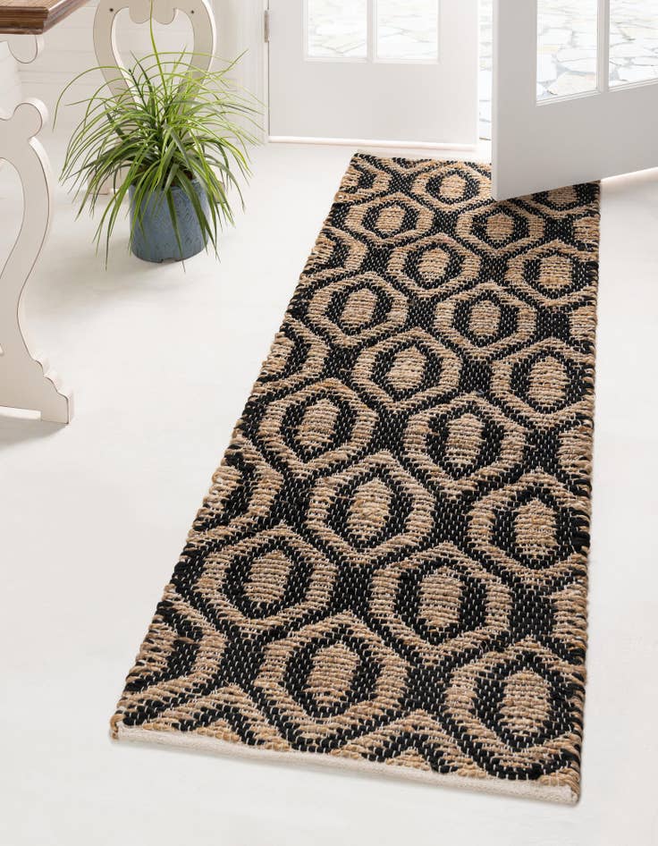 Detail image of  2' 7 x 10'  Hand Woven Chindi Jute Runner Rug