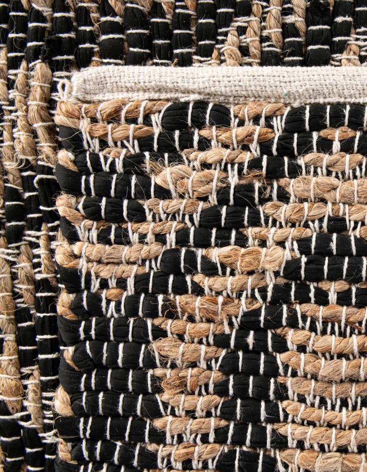 Detail image of  2' 2 x 6' 1  Hand Woven Chindi Jute Runner Rug