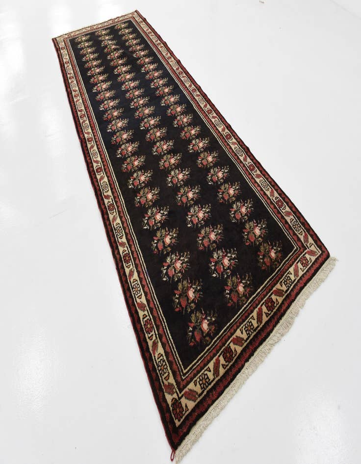 Detail image of  4' x 10' 5  Hand Knotted Hamedan Persian Wool Runner Rug