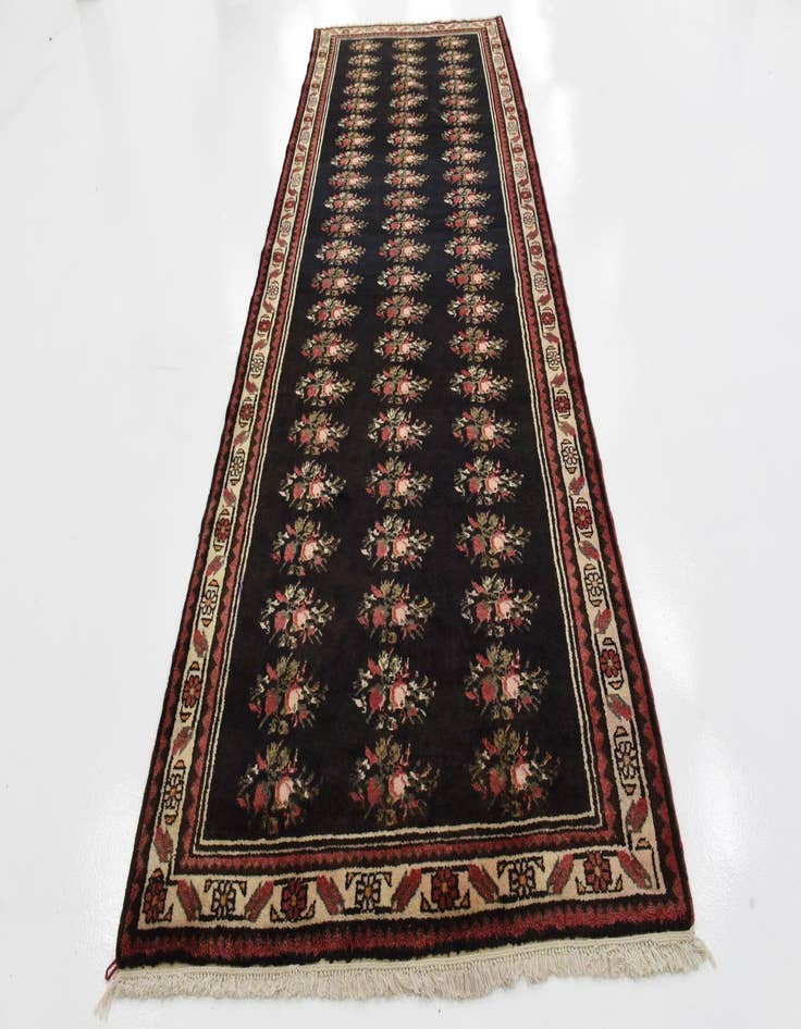 Detail image of  4' x 10' 5  Hand Knotted Hamedan Persian Wool Runner Rug