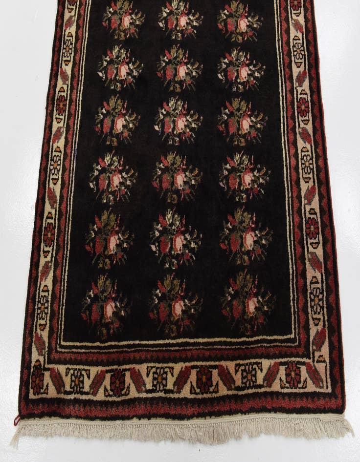 Detail image of  4' x 10' 5  Hand Knotted Hamedan Persian Wool Runner Rug