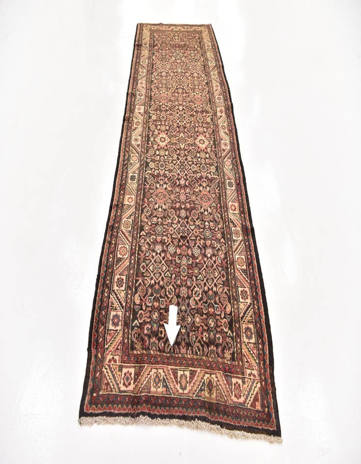 Detail image of  3' 10 x 11' 4  Hand Knotted Hossainabad Persian Wool Runner Rug