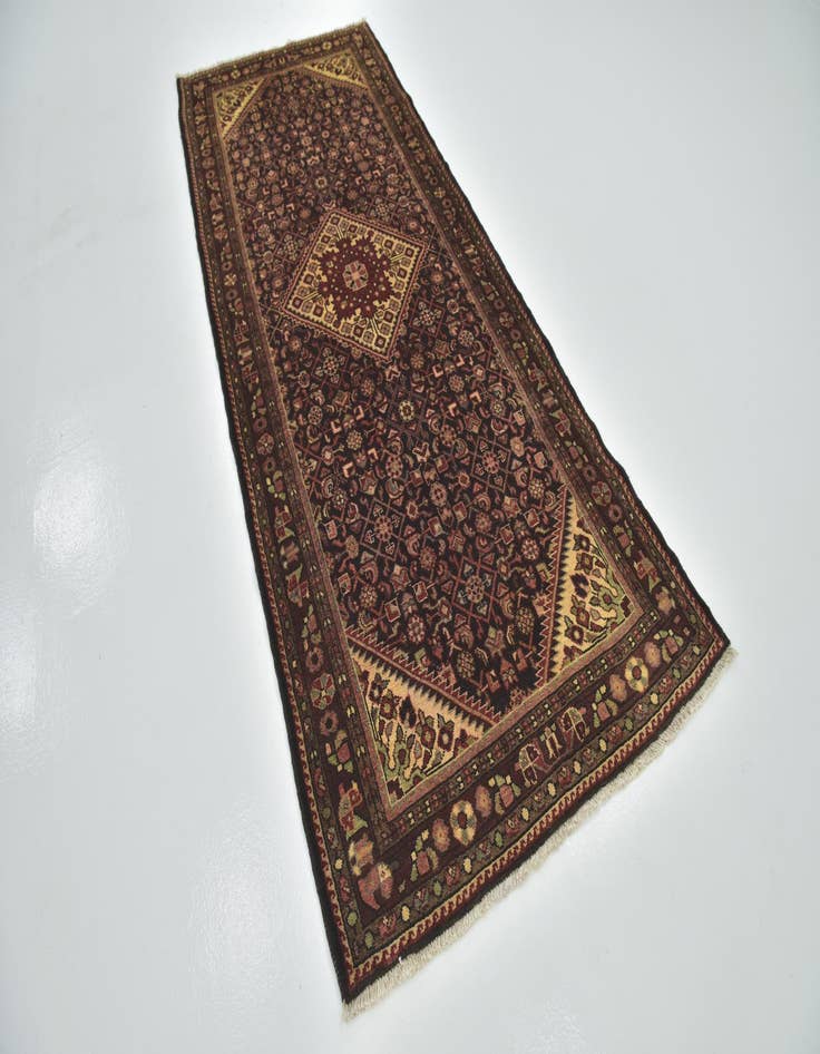 Detail image of  4' x 9' 7  Hand Knotted Hossainabad Persian Wool Runner Rug