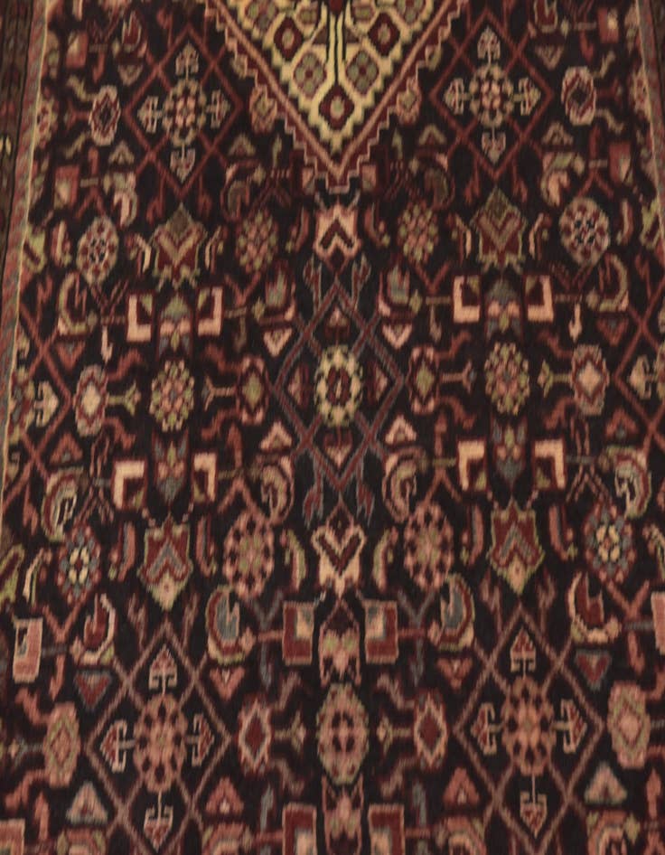 Detail image of  4' x 9' 7  Hand Knotted Hossainabad Persian Wool Runner Rug