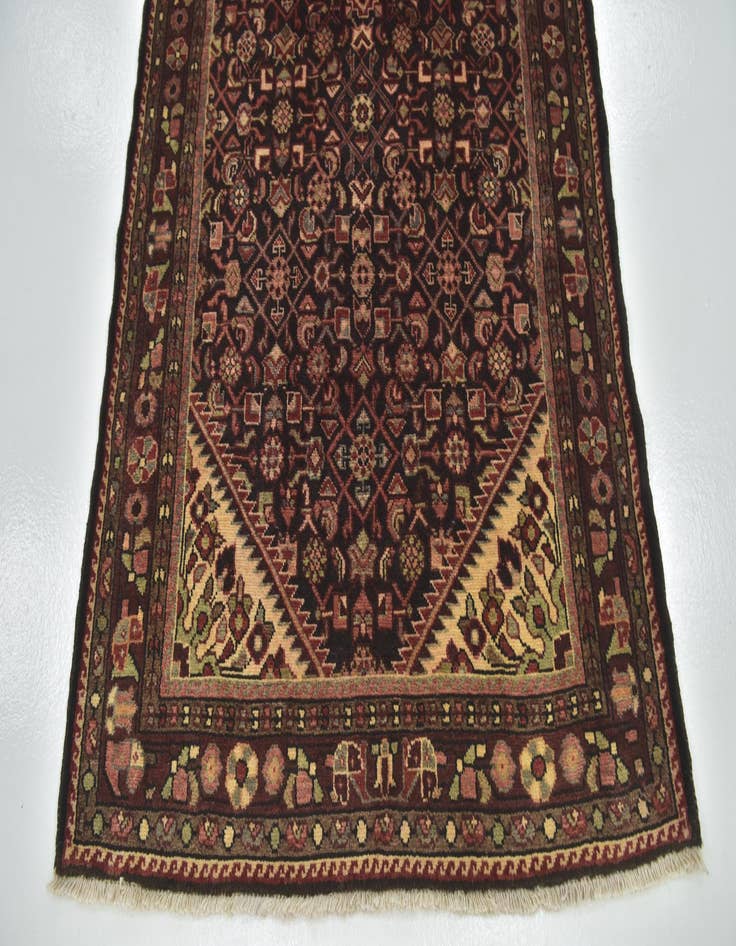 Detail image of  4' x 9' 7  Hand Knotted Hossainabad Persian Wool Runner Rug