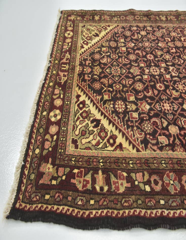 Detail image of  4' x 9' 7  Hand Knotted Hossainabad Persian Wool Runner Rug