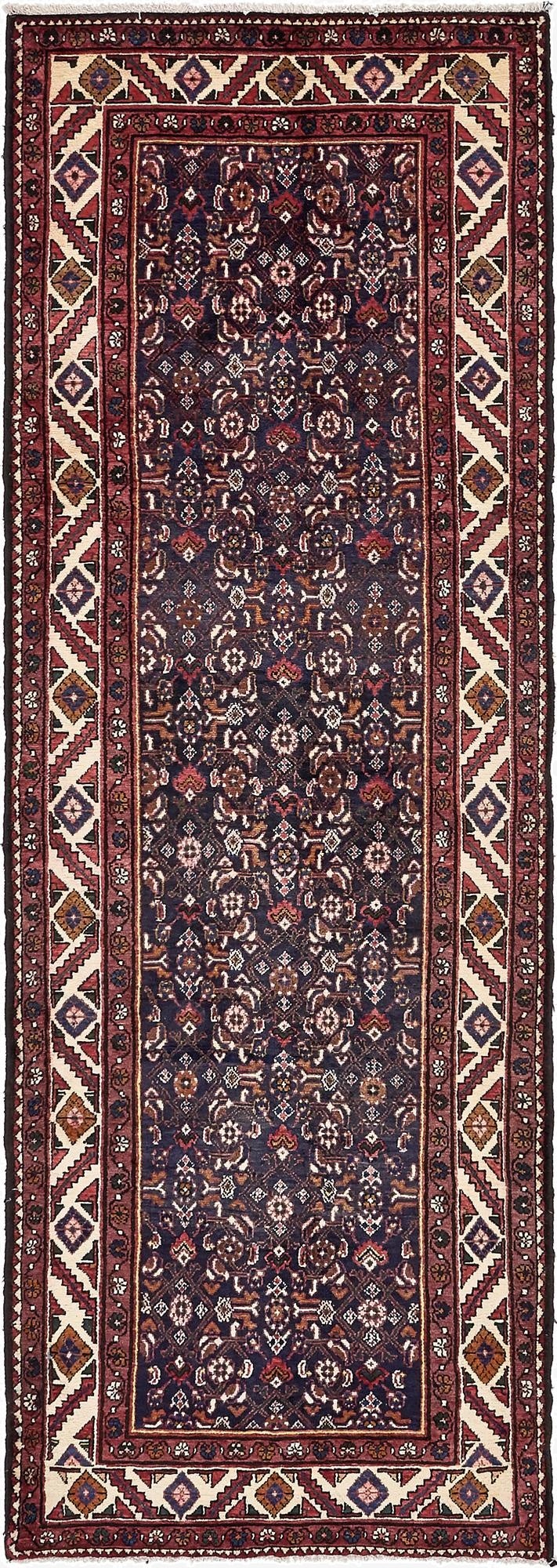  3' 7 x 10' 2  Hand Knotted Hossainabad Persian Wool Runner Rug