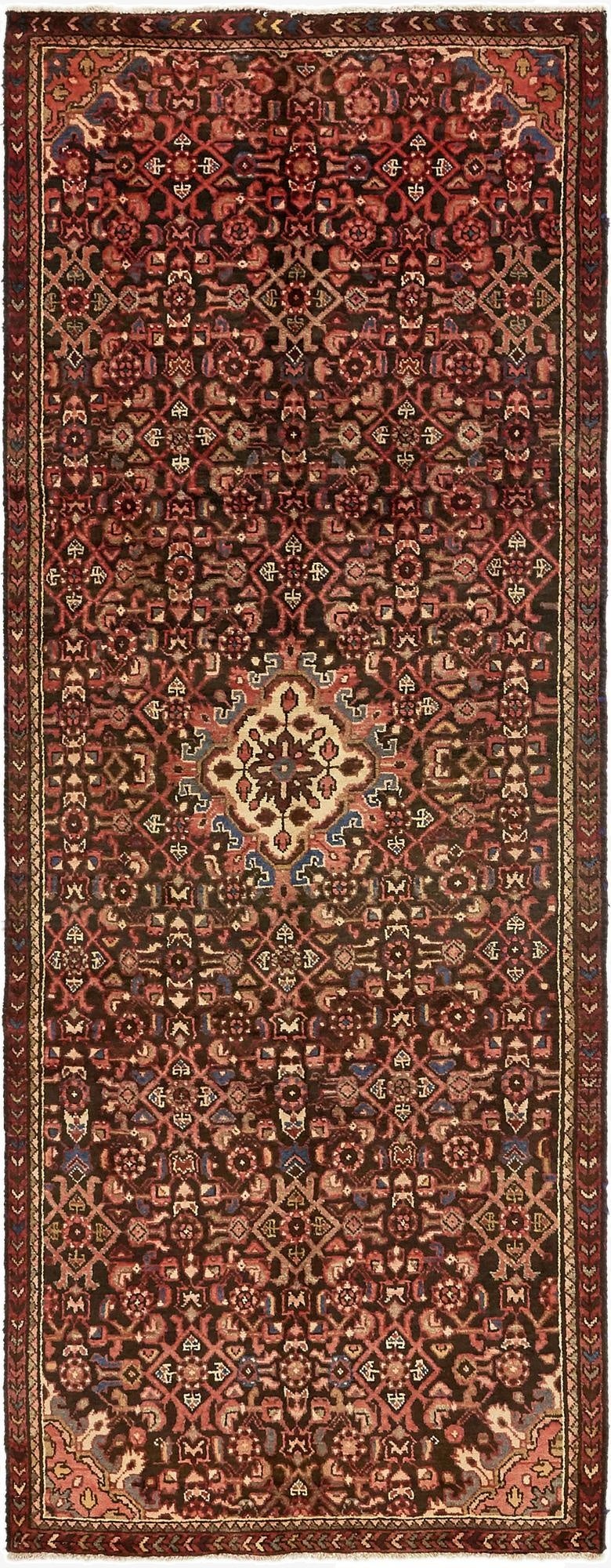  3' 8 x 10'  Hand Knotted Hossainabad Persian Wool Runner Rug