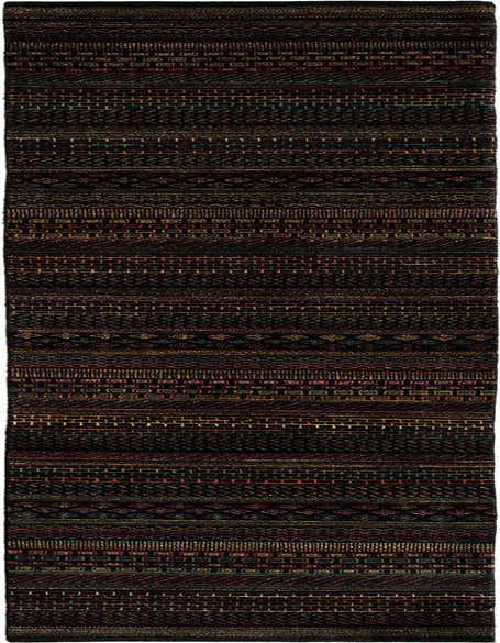 A 12 ft black wool runner rug with intricate, colorful Persian patterns in shades of red, gold, green, and blue, ideal for a hallway.