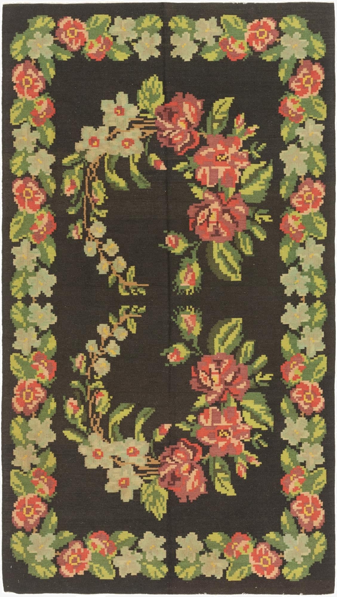  5' 4 x 9' 9  Hand Woven Karabakh Wool Runner Rug