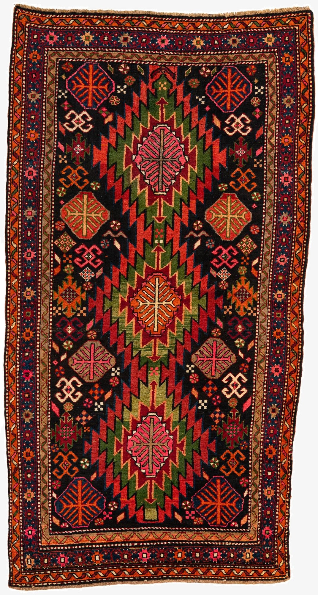  4' 5 x 8' 6  Hand Knotted Kazak Oriental Wool Runner Rug