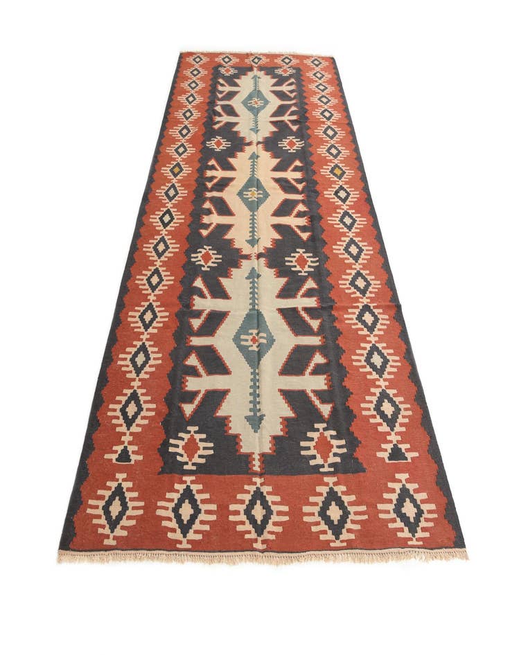 Detail image of  5' x 10'  Hand Woven Kilim Afghan Wool Runner Rug