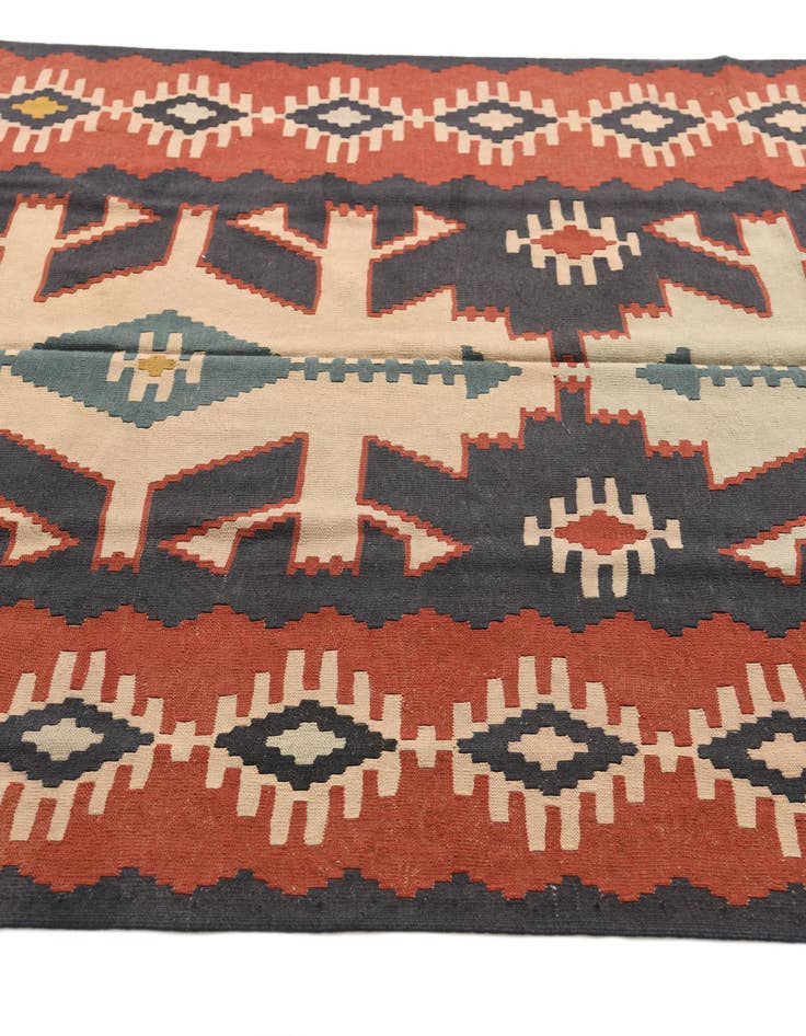 Detail image of  5' x 10'  Hand Woven Kilim Afghan Wool Runner Rug