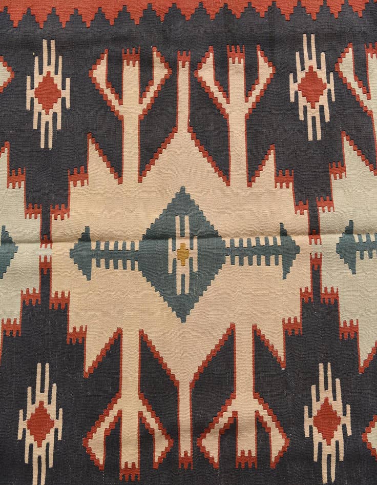 Detail image of  5' x 10'  Hand Woven Kilim Afghan Wool Runner Rug