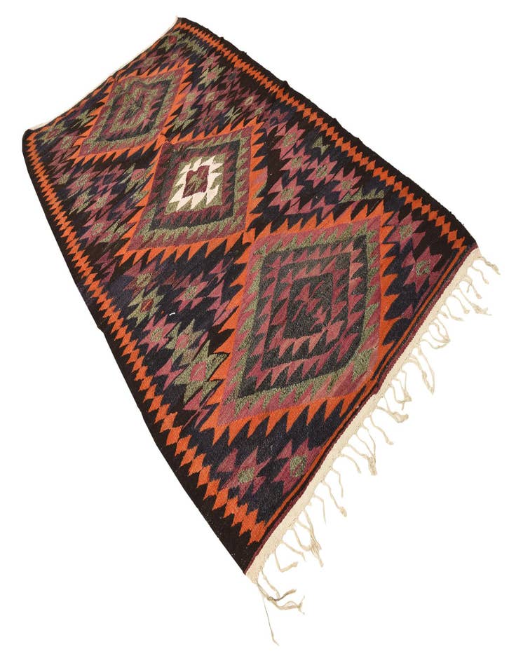 Detail image of  4' 5 x 7' 7  Hand Woven Kilim Fars Wool Runner Rug