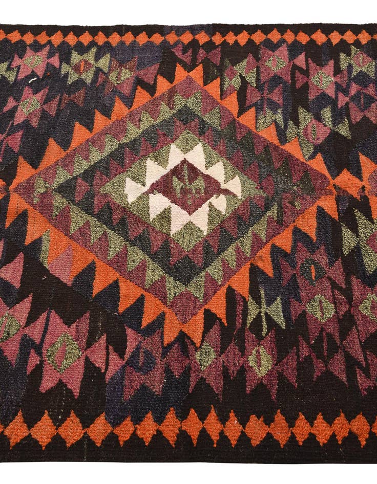 Detail image of  4' 5 x 7' 7  Hand Woven Kilim Fars Wool Runner Rug