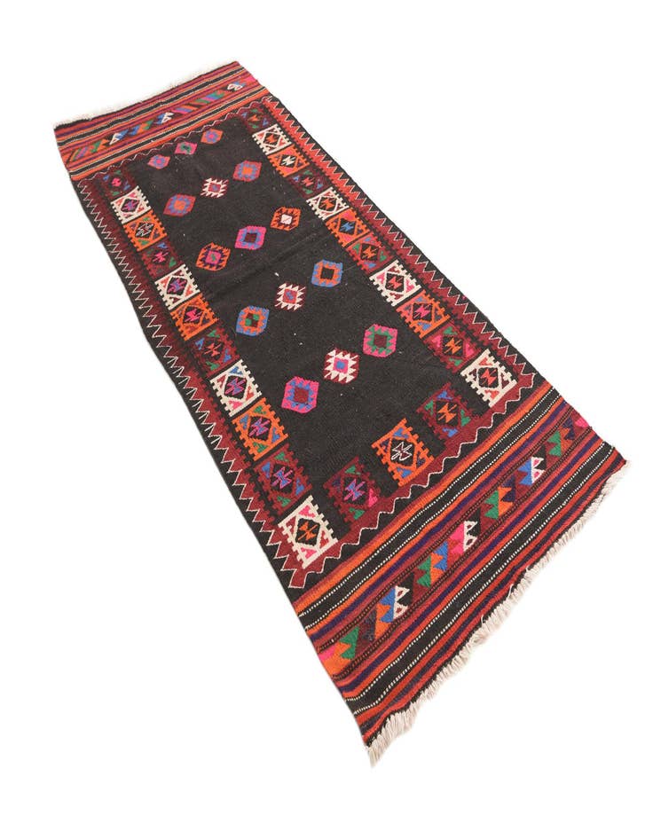 Detail image of  3' 4 x 7' 10  Hand Woven Kilim Fars Wool Runner Rug