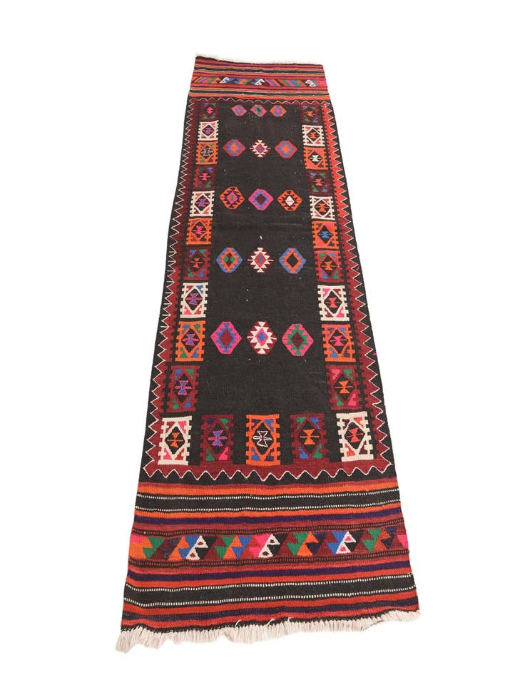 Detail image of  3' 4 x 7' 10  Hand Woven Kilim Fars Wool Runner Rug