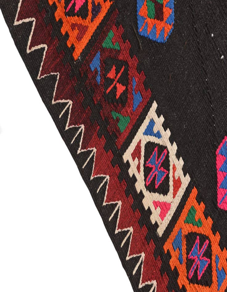Detail image of  3' 4 x 7' 10  Hand Woven Kilim Fars Wool Runner Rug
