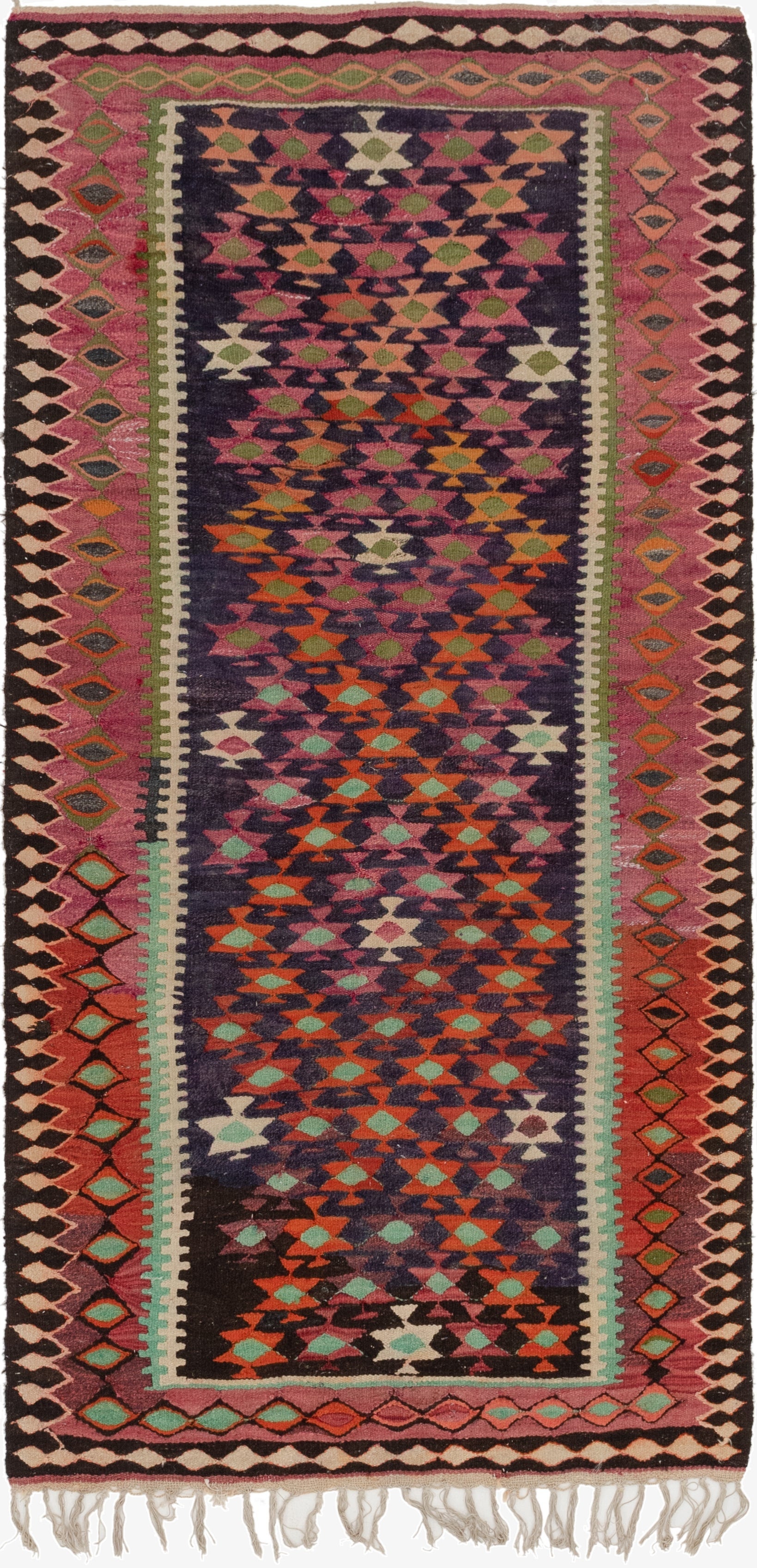  4' 9 x 9' 2  Hand Woven Kilim Fars Wool Runner Rug