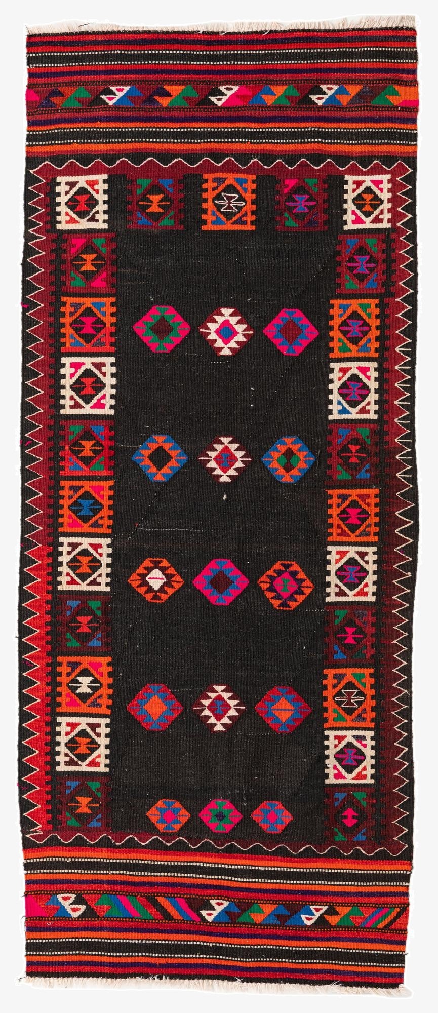  3' 4 x 7' 10  Hand Woven Kilim Fars Wool Runner Rug