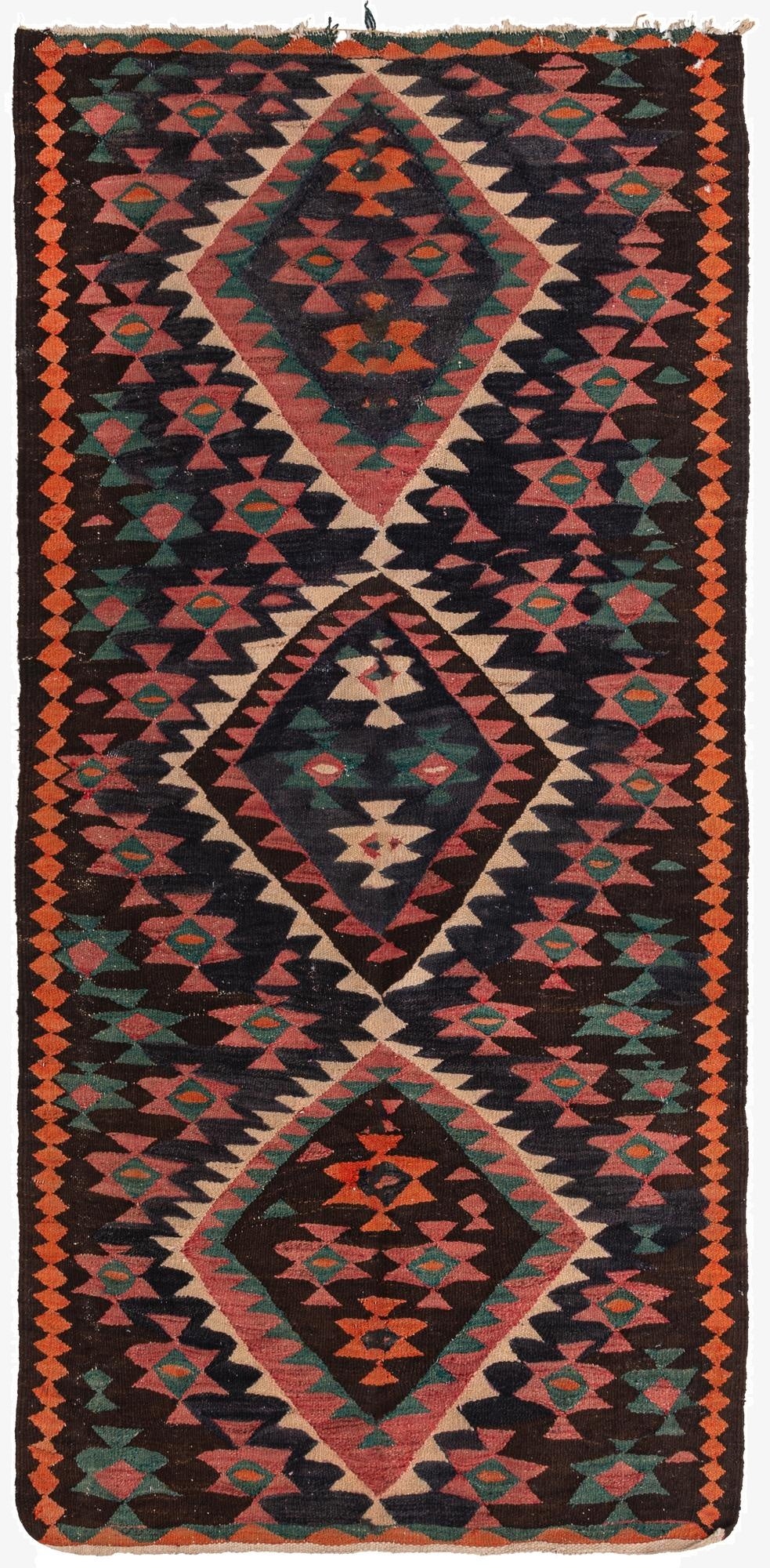  4' 7 x 9' 5  Hand Woven Kilim Fars Wool Runner Rug