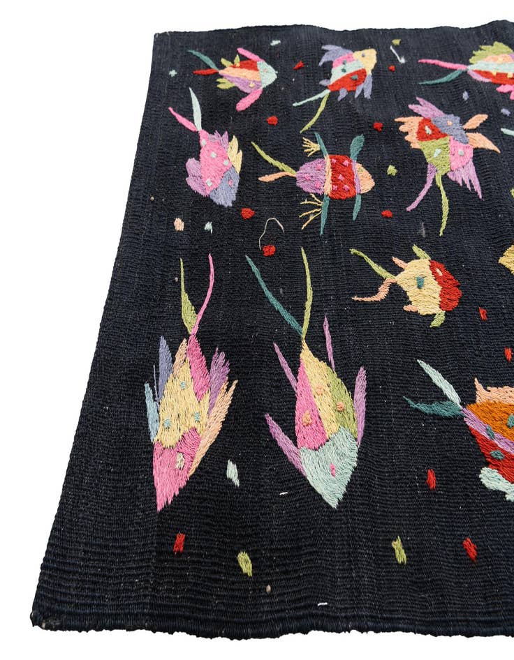 Detail image of  2' 7 x 9' 8  Hand Woven Kilim Suzani Wool Runner Rug