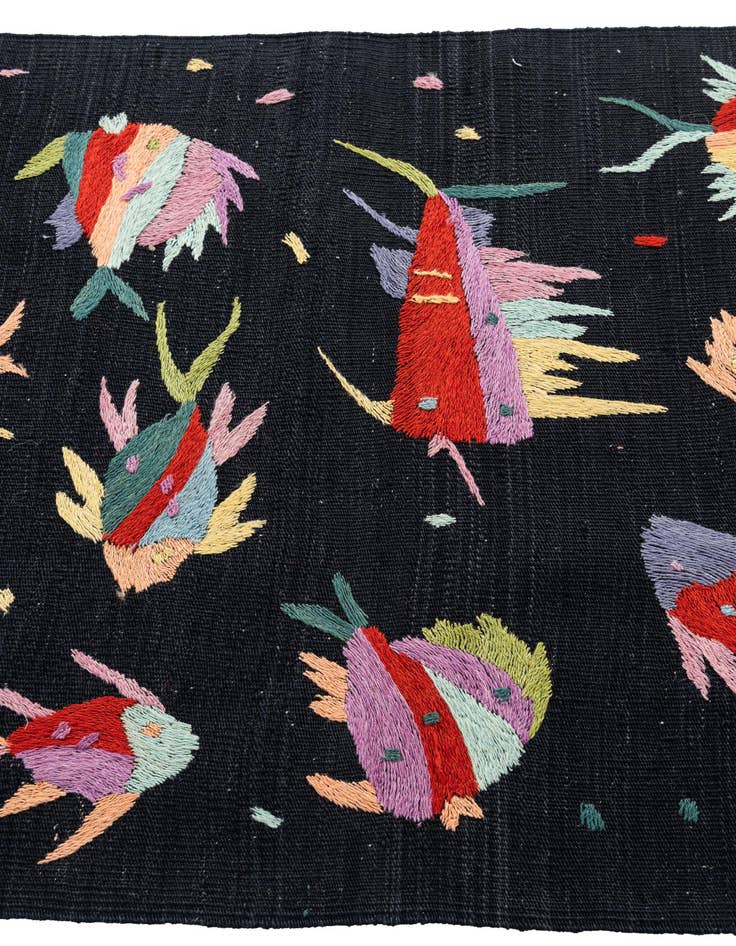 Detail image of  2' 7 x 9' 8  Hand Woven Kilim Suzani Wool Runner Rug