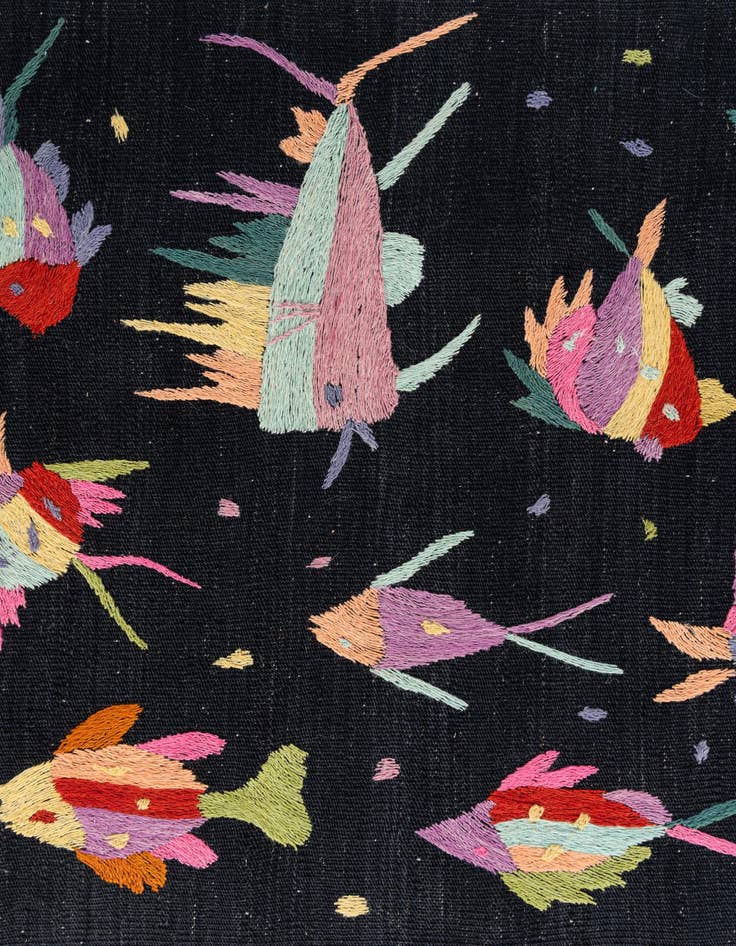 Detail image of  2' 7 x 9' 8  Hand Woven Kilim Suzani Wool Runner Rug